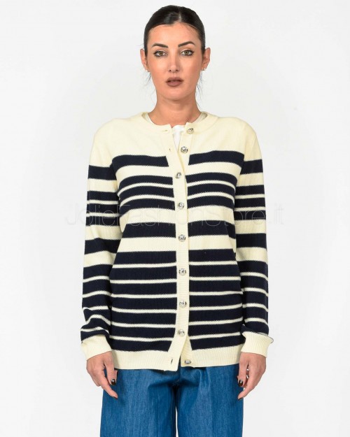 Patrizia Pepe Cardigan a Righe Vanilla/Navy  8K0290 K249 J4E8