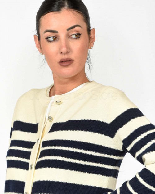 Patrizia Pepe Cardigan a Righe Vanilla/Navy  8K0290 K249 J4E8