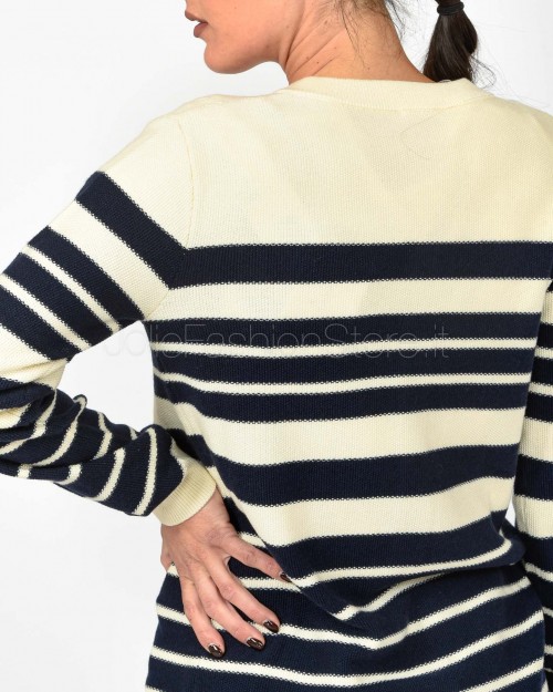 Patrizia Pepe Cardigan a Righe Vanilla/Navy  8K0290 K249 J4E8