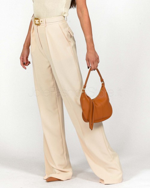 Elisabetta Franchi Light Crêpe Trousers With Belt Butter