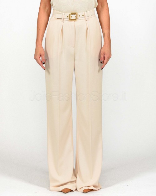 Elisabetta Franchi Light Crêpe Trousers With Belt Butter  PA09552E2 193