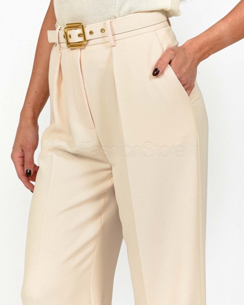 Elisabetta Franchi Pantalone In Crêpe leggero Con Cintura Burro  PA09552E2 193