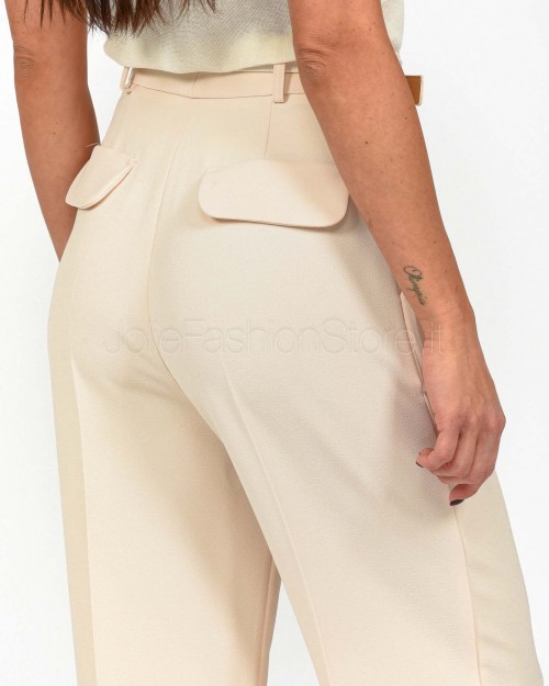 Elisabetta Franchi Pantalone In Crêpe leggero Con Cintura Burro  PA09552E2 193