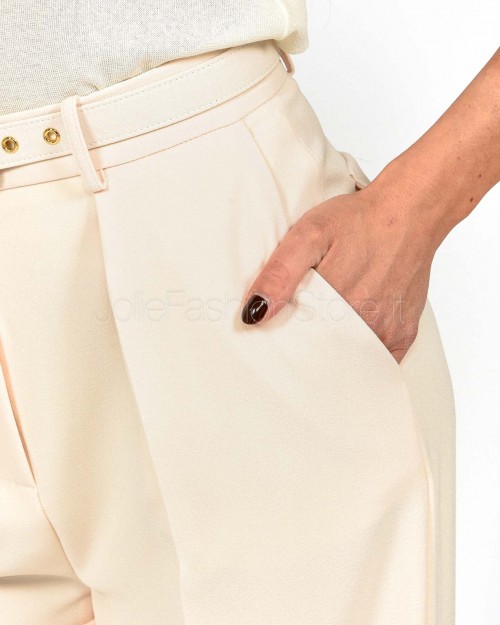 Elisabetta Franchi Pantalone In Crêpe leggero Con Cintura Burro  PA09552E2 193