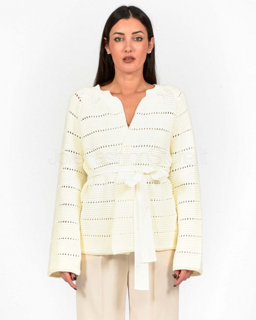 Solo Tre Cardigan Con Nastro Bianco  M3D0030 DU 03S