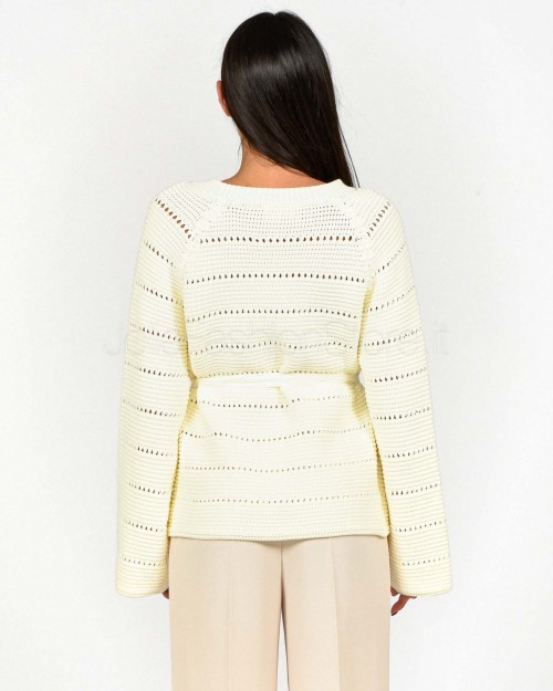 Solo Tre Cardigan Con Nastro Bianco  M3D0030 DU 03S