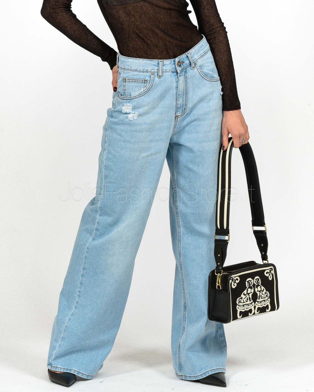 God Save Denim Zefiro-3 Slouchy Trousers with Tears  3813 B773 G318