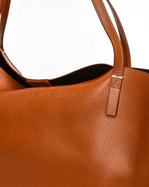 Patrizia Pepe Borsa Shopping in Pelle Martellata New Cuoio  2B0130 L148 B757