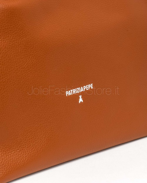 Patrizia Pepe Borsa Shopping in Pelle Martellata New Cuoio  2B0130 L148 B757