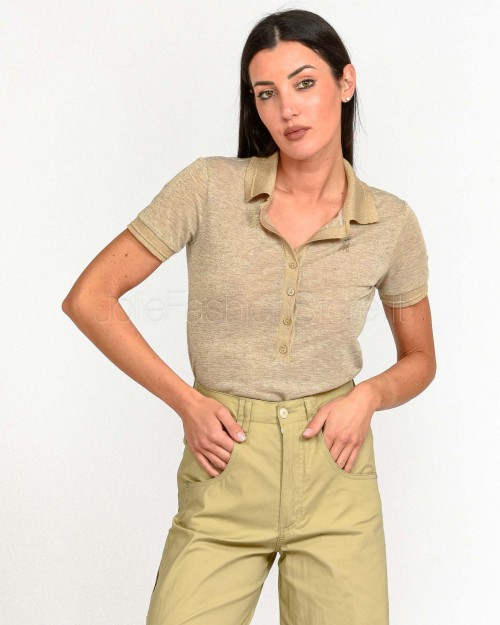 Patrizia Pepe Maglia Polo Modern Beige Lurex  8K0279 K128 B816