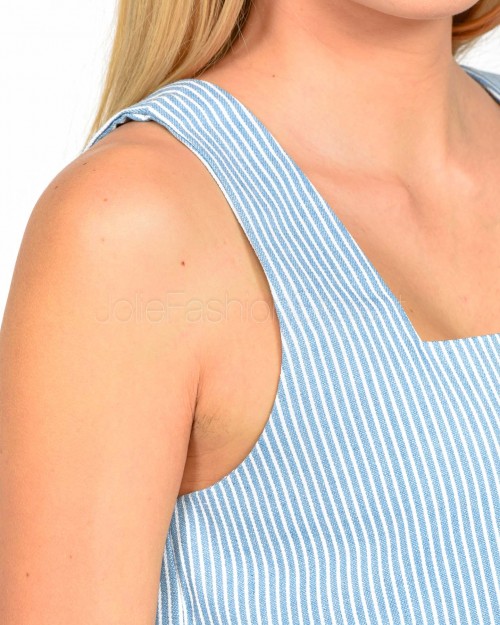 Grace & Mila Top Crop Azzurro/Bianco  PEANUT_12934 BLEU