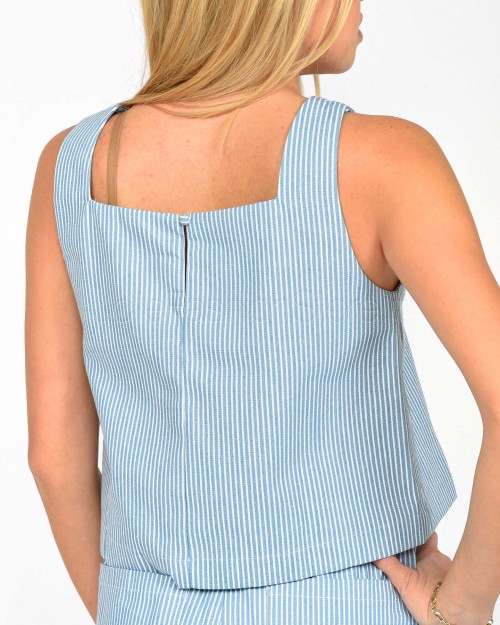 Grace & Mila Top Crop Azzurro/Bianco  PEANUT_12934 BLEU