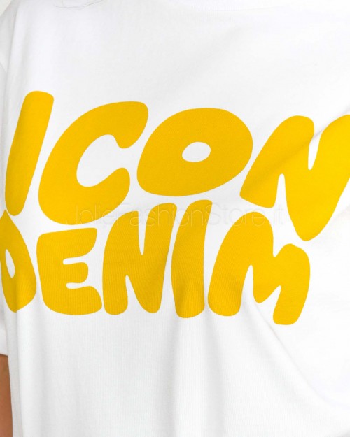 Icon Denim T-shirt Bianco Logo Giallo  SAMMY J806 WHITE