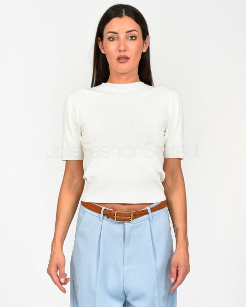 Solo Tre Maglia Crop Bianca  M3D0060 A 01