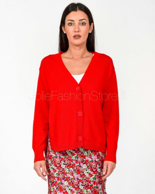 Solo Tre Cardigan Con Spacco Papavero  M3D0064 DU 35S PAPAVERO