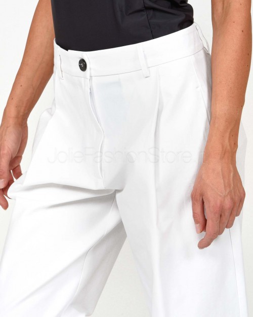 Solo Tre Pantalone Gamba Dritta Bianco  M1D0136 A 01