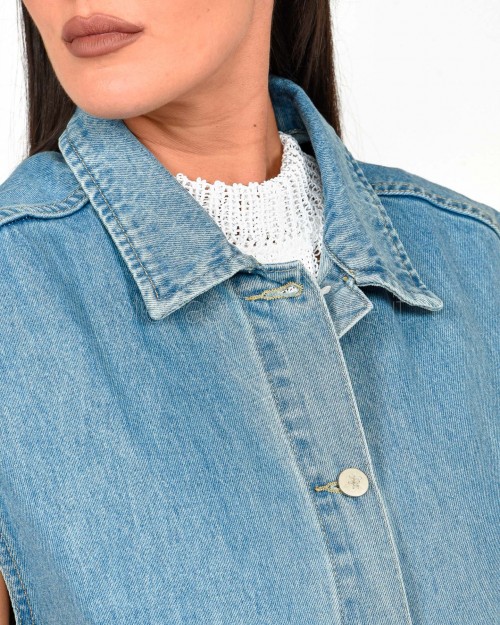 Grace & Mila Gilet Denim  PAULETTE_12984 LIGHT BLUE