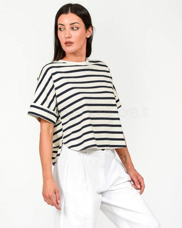 Solo Tre T-Shirt a Righe Navy/White  M1D0085 DF NAVY