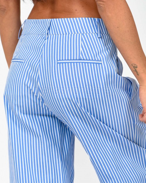 Solo Tre Pantalone a Righe Bianco/Blu  M1D0059 DF ZAFFIRO