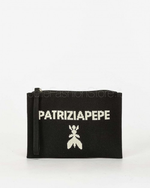 Patrizia Pepe Pochette Mini in Tessuto a Maglia Nero